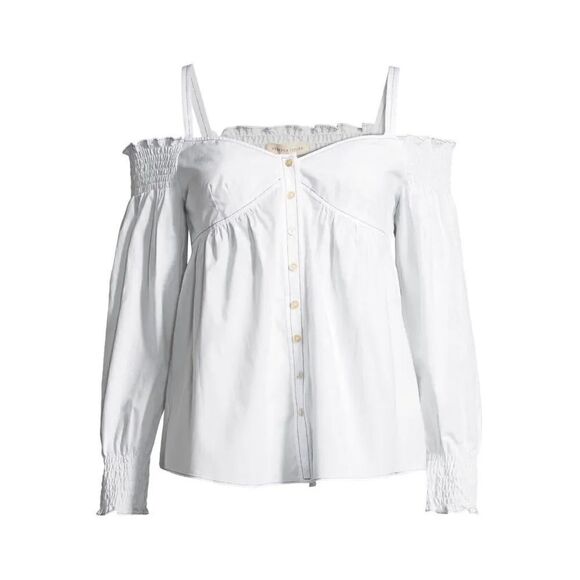 Rebecca taylor OffShoulder Poplin Button-Front Top - Picture 3 of 7